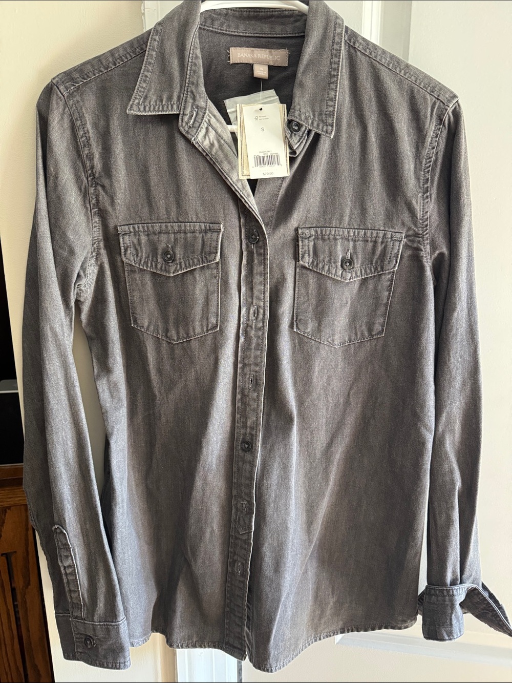 Banana Republic Gray Washed Button-Up Shirt